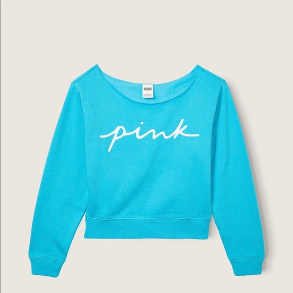 Vs pink crop crew skinny jogger short sleeve tee Neon scuba script logo - Picture 10 of 15